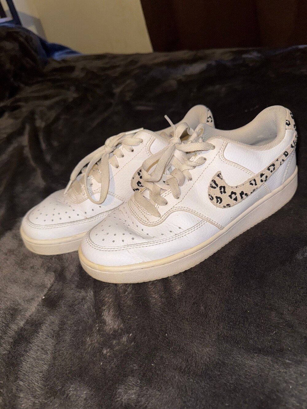 Nike Air Force 1 Pixel Sneakers Size 8 White Leather Leopard Prin